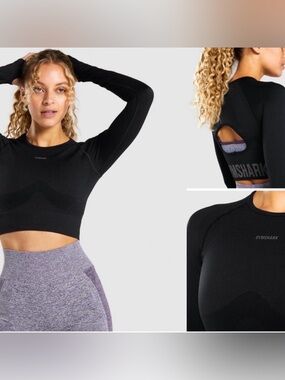 Gymshark Flex Sport Black Long-Sleeve Crop Top